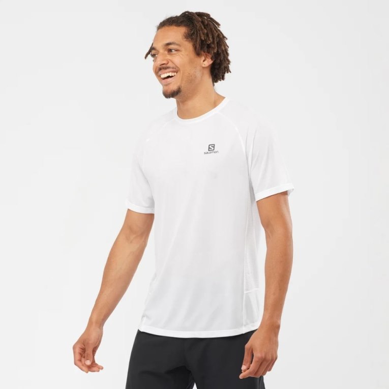 Camiseta Salomon Cross Rebel Corta Sleeve Hombre Blancos | MX JZSA936